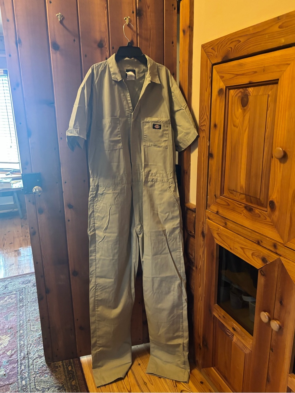 Unisex Dickies Short Sleeve Utility Jumpsuit in Khaki